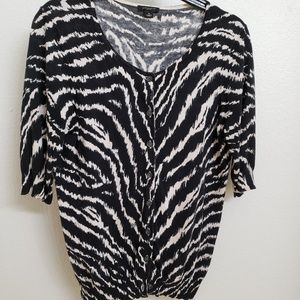 Ann Taylor Lightweight Zebra Print Cardigan Sz S